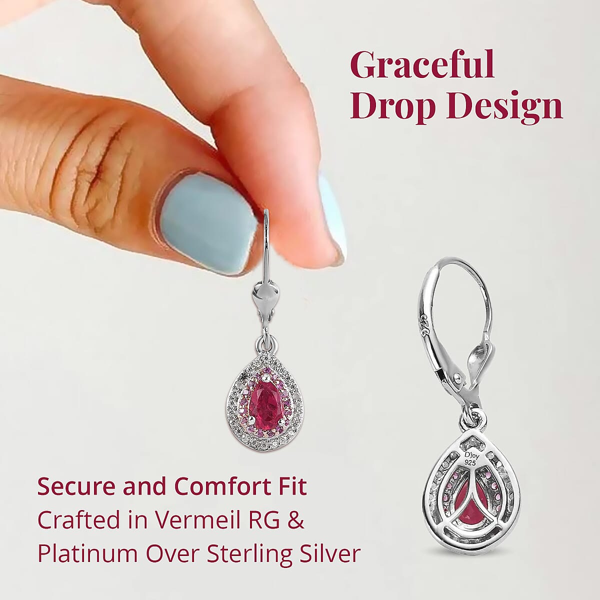 Ouro Fino Rubellite, Multi Gemstone Lever Back Earrings in Vermeil RG and Platinum Over Sterling Silver 1.20 ctw image number 3
