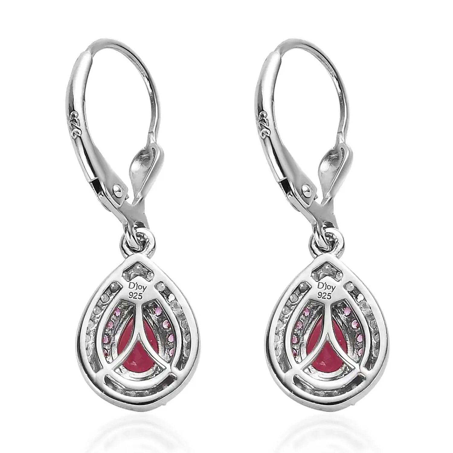 Ouro Fino Rubellite and Multi Gemstone Lever Back Earrings in Vermeil RG and Platinum Over Sterling Silver 1.20 ctw