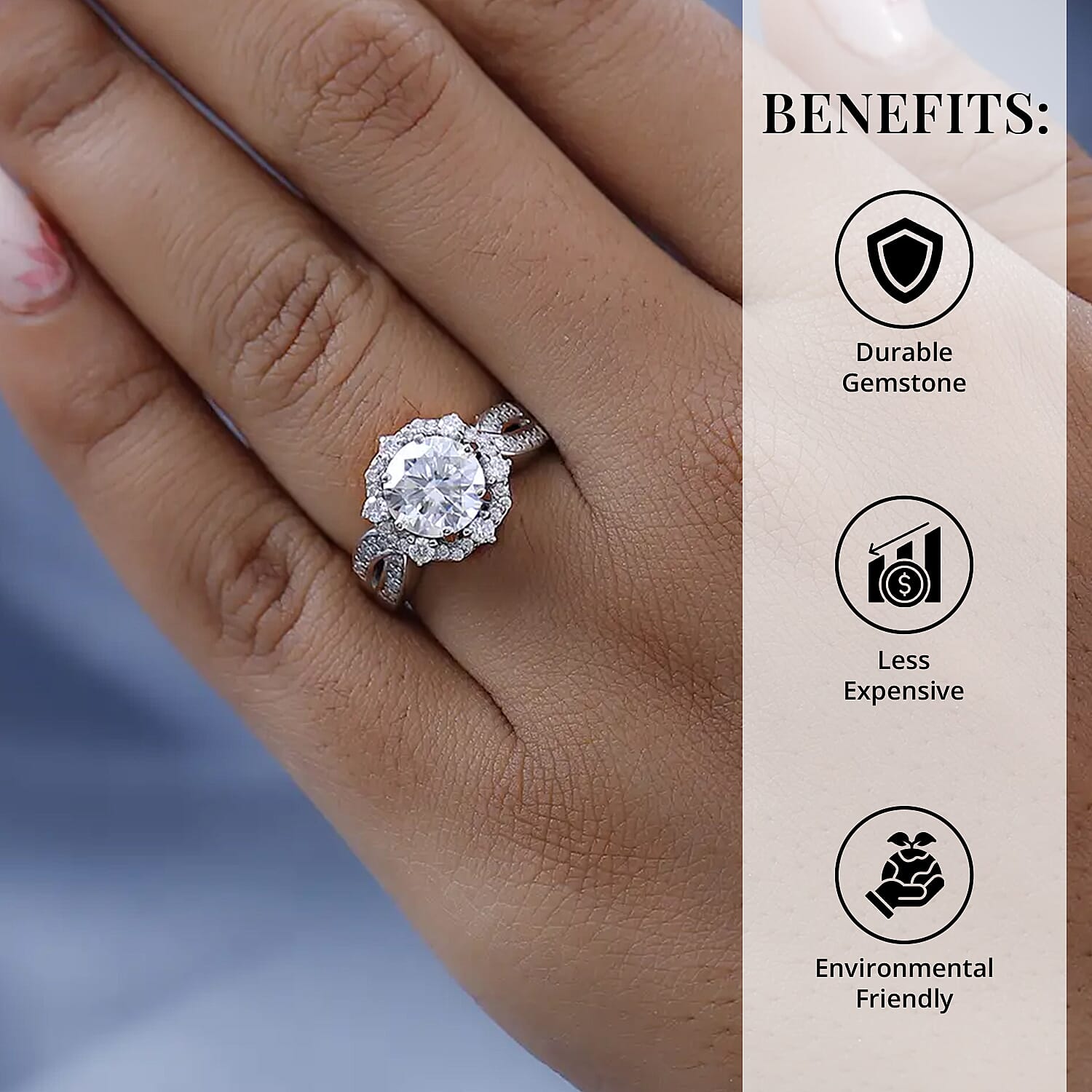 Moissanite Infinity Ring, Platinum Over Sterling Silver Ring, Moissanite Ring, Gifts For Her 2.00 ctw