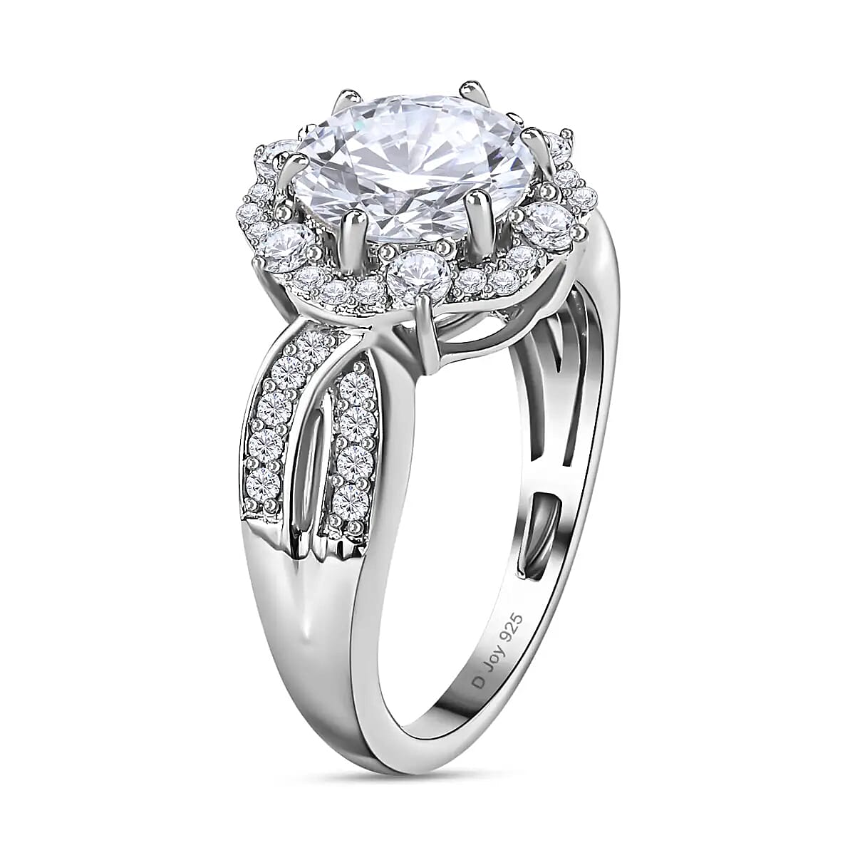 Moissanite Infinity Ring, Platinum Over Sterling Silver Ring, Moissanite Ring, Gifts For Her 2.00 ctw image number 4