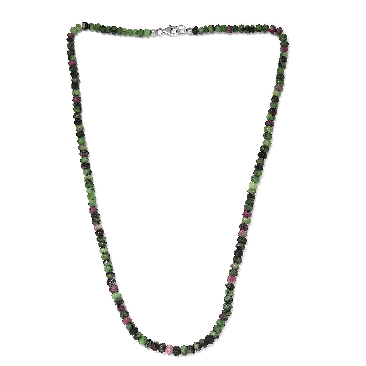 Ruby Zoisite Beaded Necklace 20 Inches in Platinum Over Sterling Silver 112.25 ctw