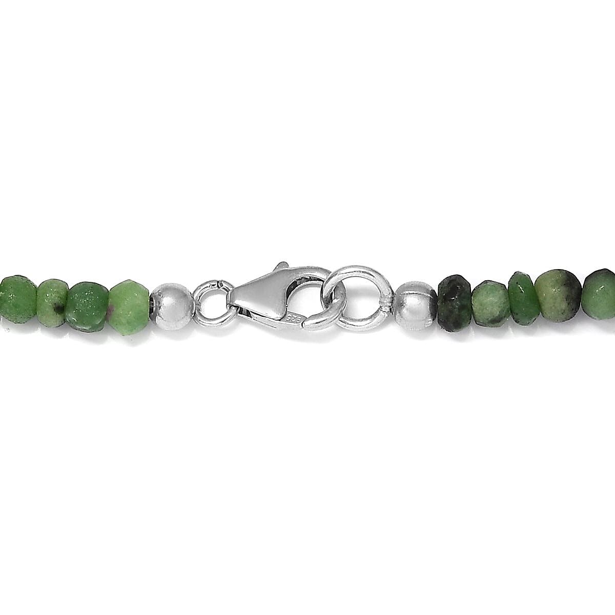 Ruby Zoisite Beaded Necklace 20 Inches in Platinum Over Sterling Silver 112.25 ctw
