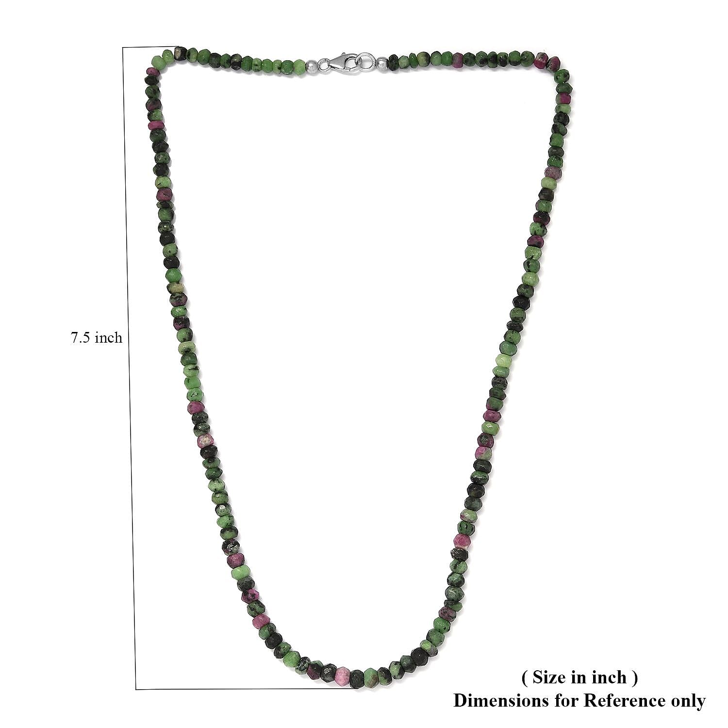 Ruby Zoisite Beaded Necklace 20 Inches in Platinum Over Sterling Silver 112.25 ctw