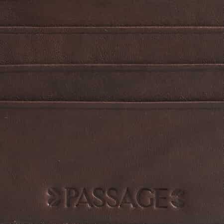 Passage Brown Genuine Leather RFID Bi-Fold Men's Wallet image number 4