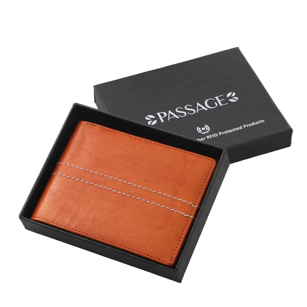 Passage Tan Genuine Leather RFID Bi-Fold Men's Wallet image number 5