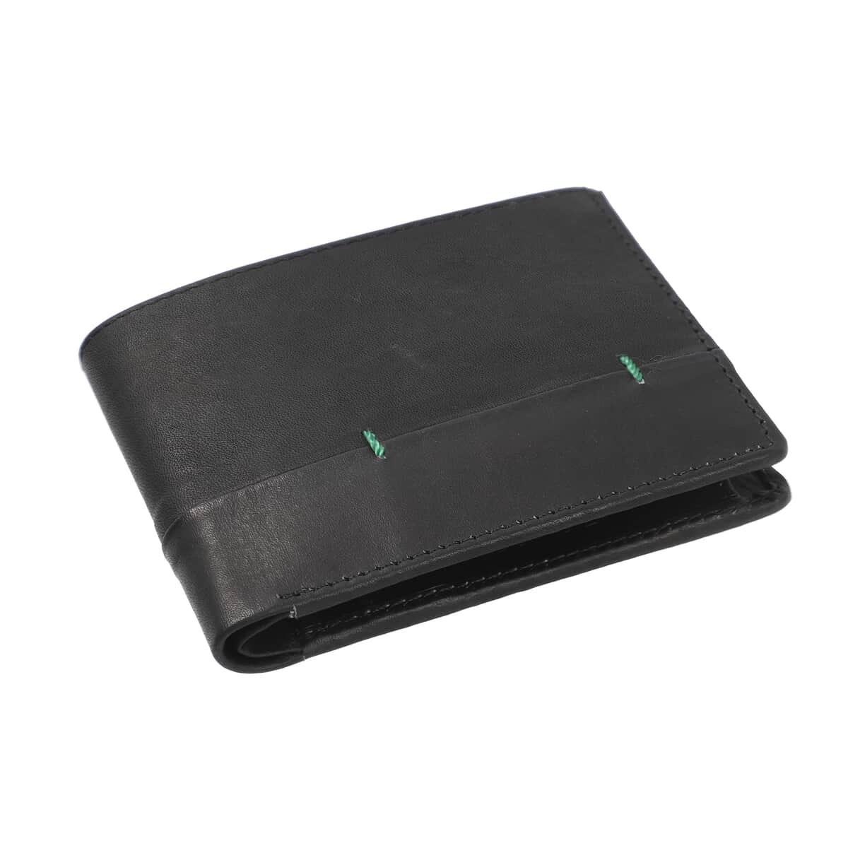 Black Genuine Leather RFID Bi-fold Men's Wallet (4.5"x3.75") image number 0