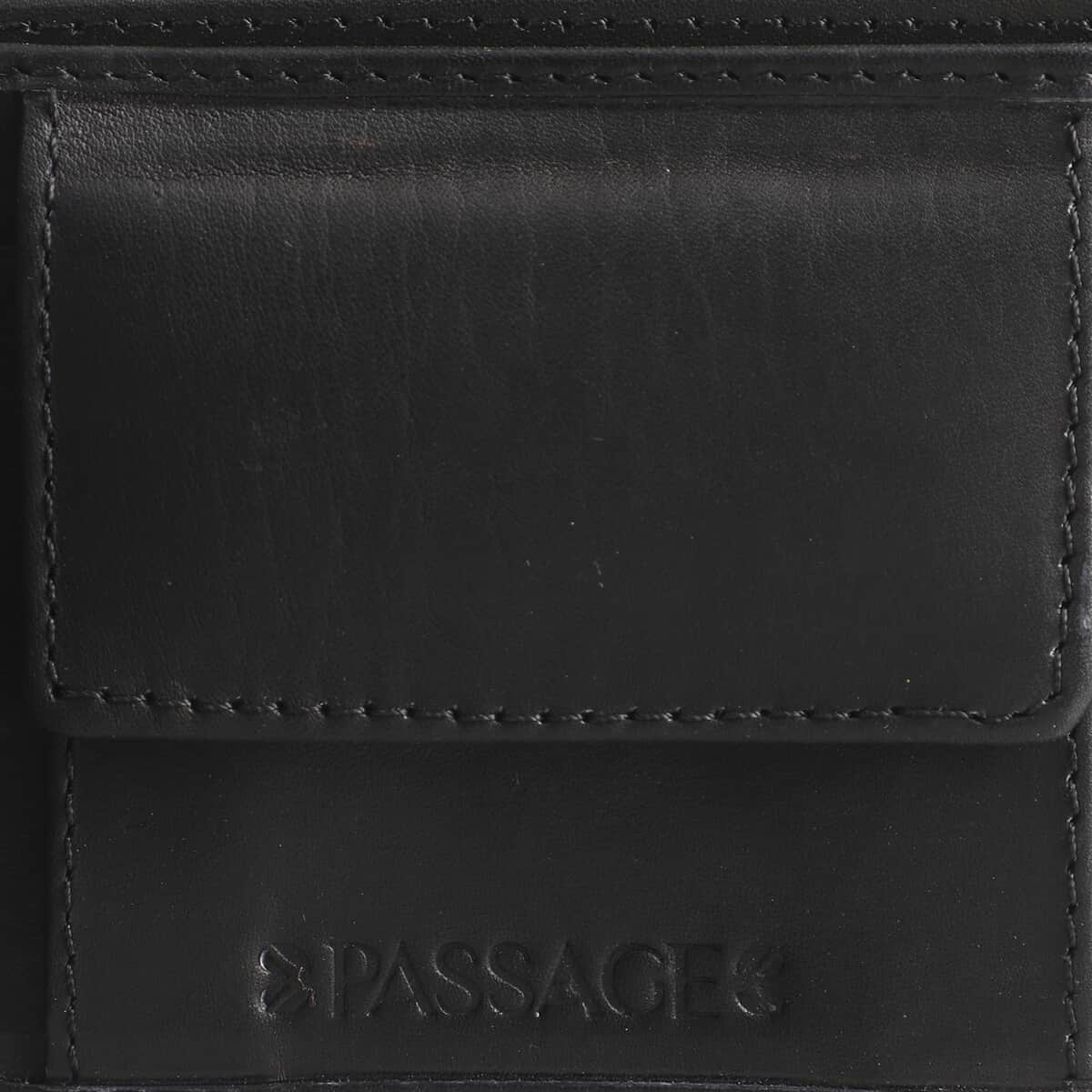 Passage Black Genuine Leather RFID Bi-fold Men's Wallet image number 4