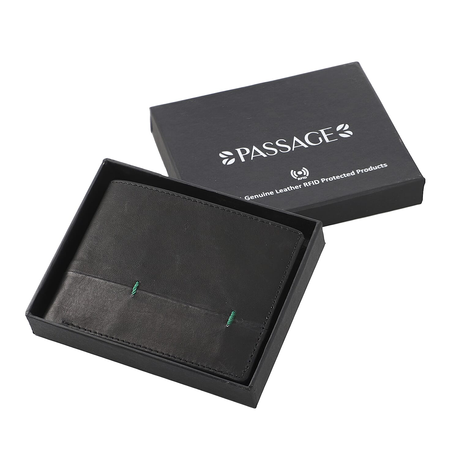Passage Black Genuine Leather RFID Bi-fold Men's Wallet