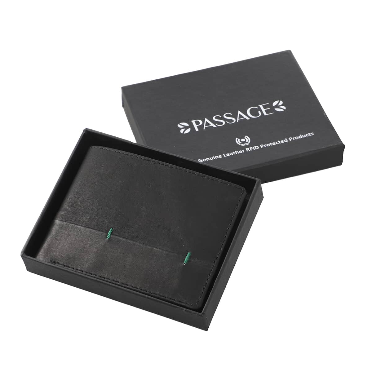 Black Genuine Leather RFID Bi-fold Men's Wallet (4.5"x3.75") image number 5