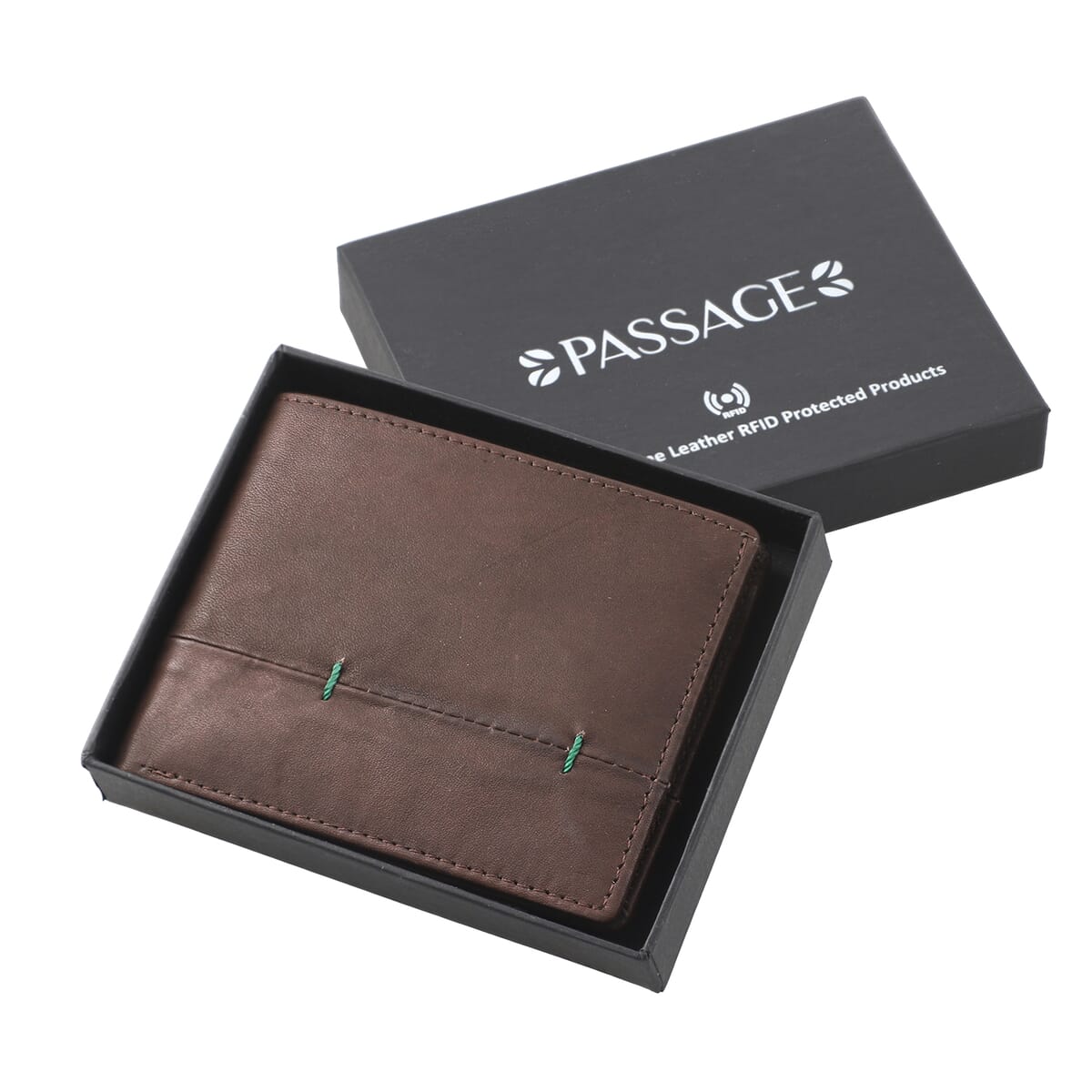 Passage Brown Genuine Leather RFID Bi-fold Men's Wallet image number 5