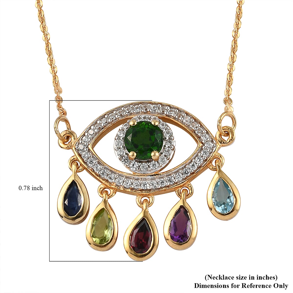 Multi Gemstone Cluster Necklace 18 Inches in Vermeil Yellow Gold Over Sterling Silver 2.70 ctw image number 5