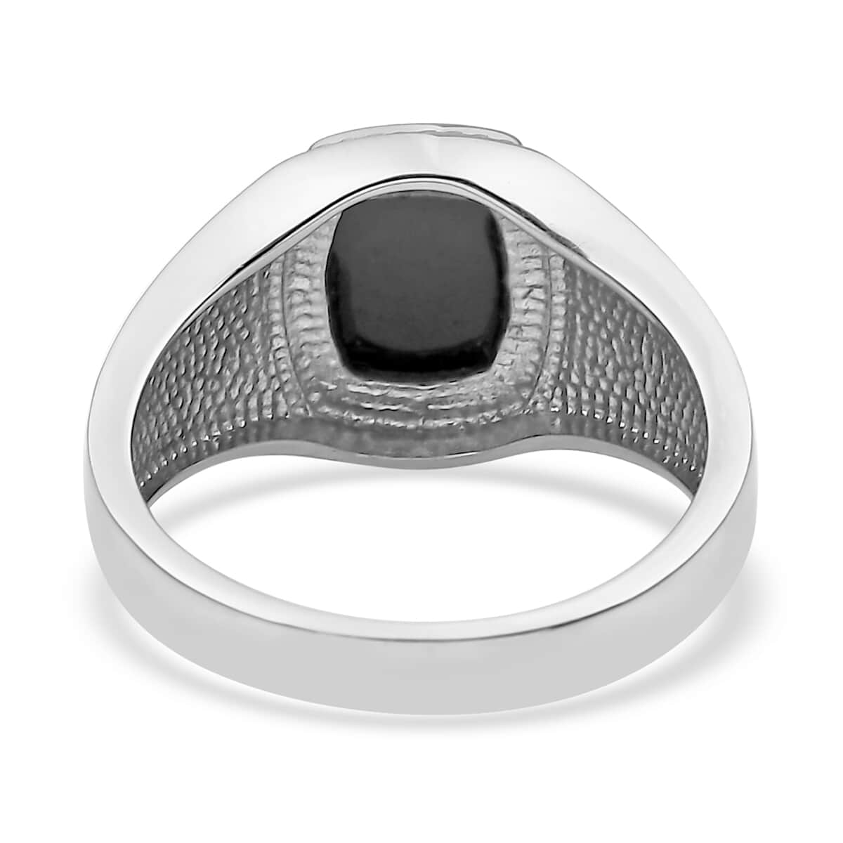 Natural Thai Black Spinel Men's Ring in Stainless Steel (Size 14.0) 5.25 ctw image number 4