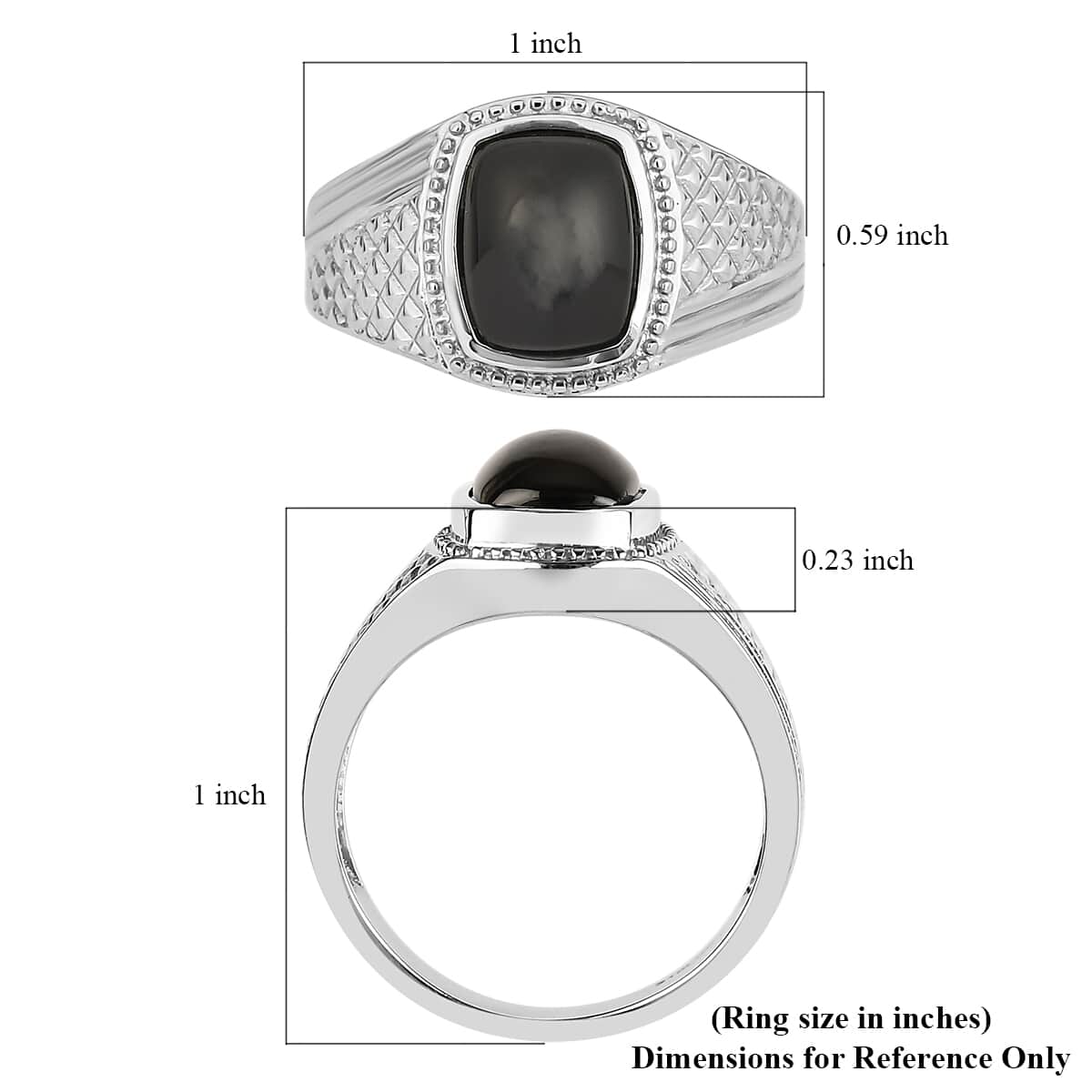 Natural Thai Black Spinel Men's Ring in Stainless Steel (Size 14.0) 5.25 ctw image number 5