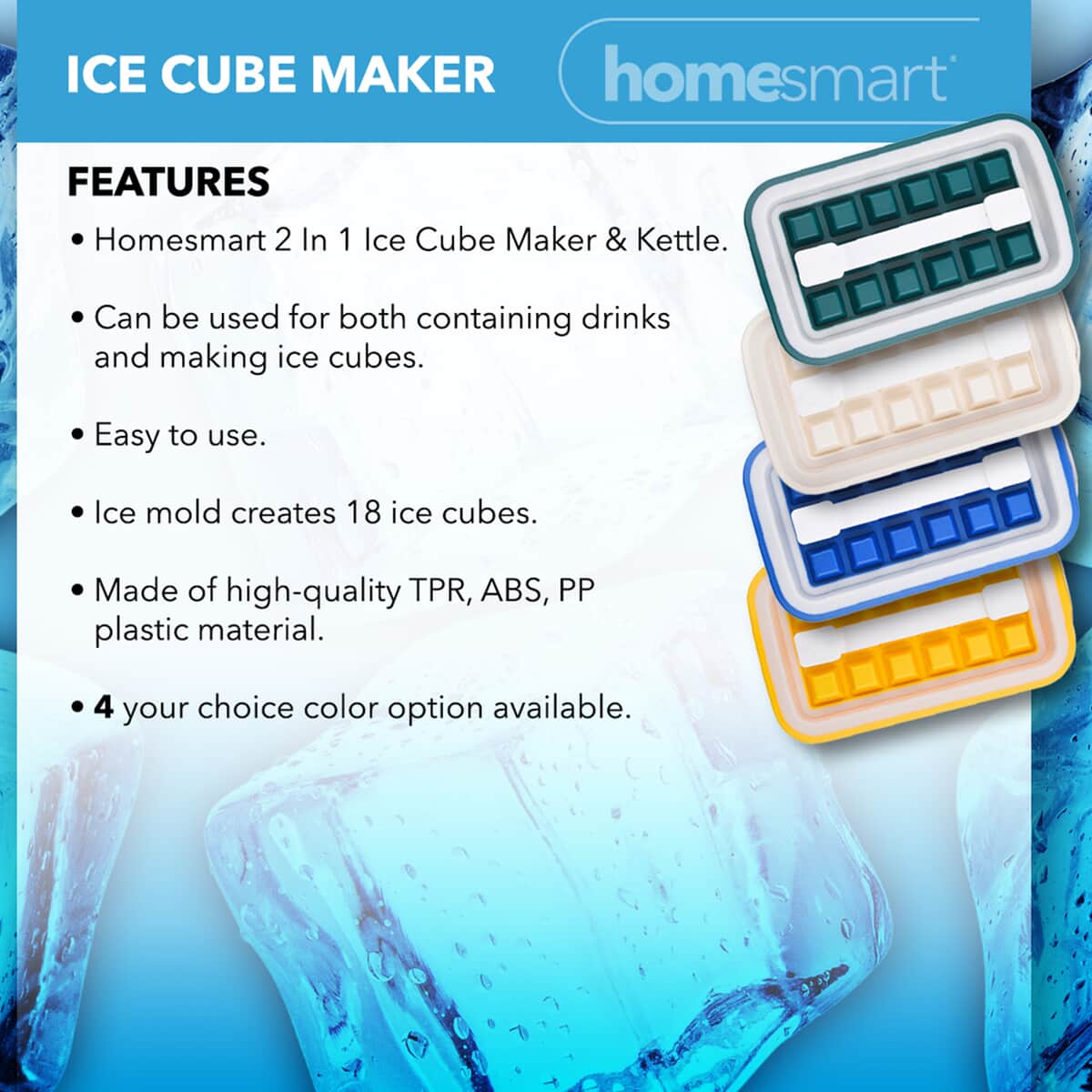 HOMESMART Blue - Ice Cube Making Machine (8.58"x5.12"x1.57") image number 2