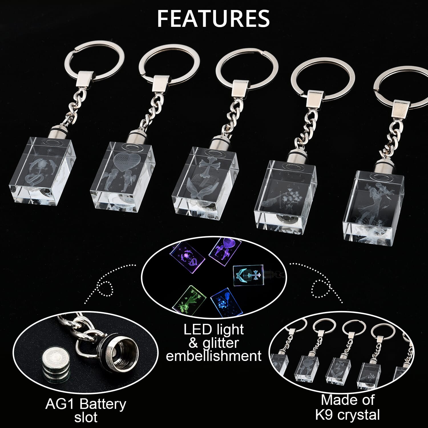 Led hot sale crystal keychain