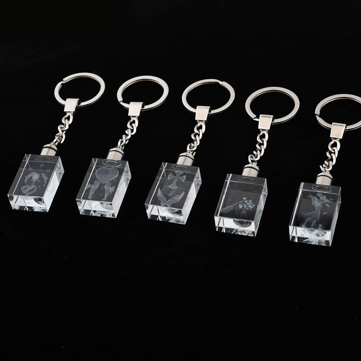 Set of 5 Crystal Angel Rectangle LED Keychains (3xAG1 Battery included) image number 4