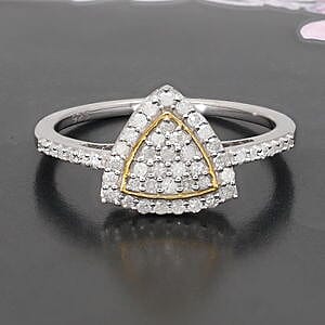 White Diamond 0.50 ctw Ring in Twotone Sterling Silver (Size 5.5)