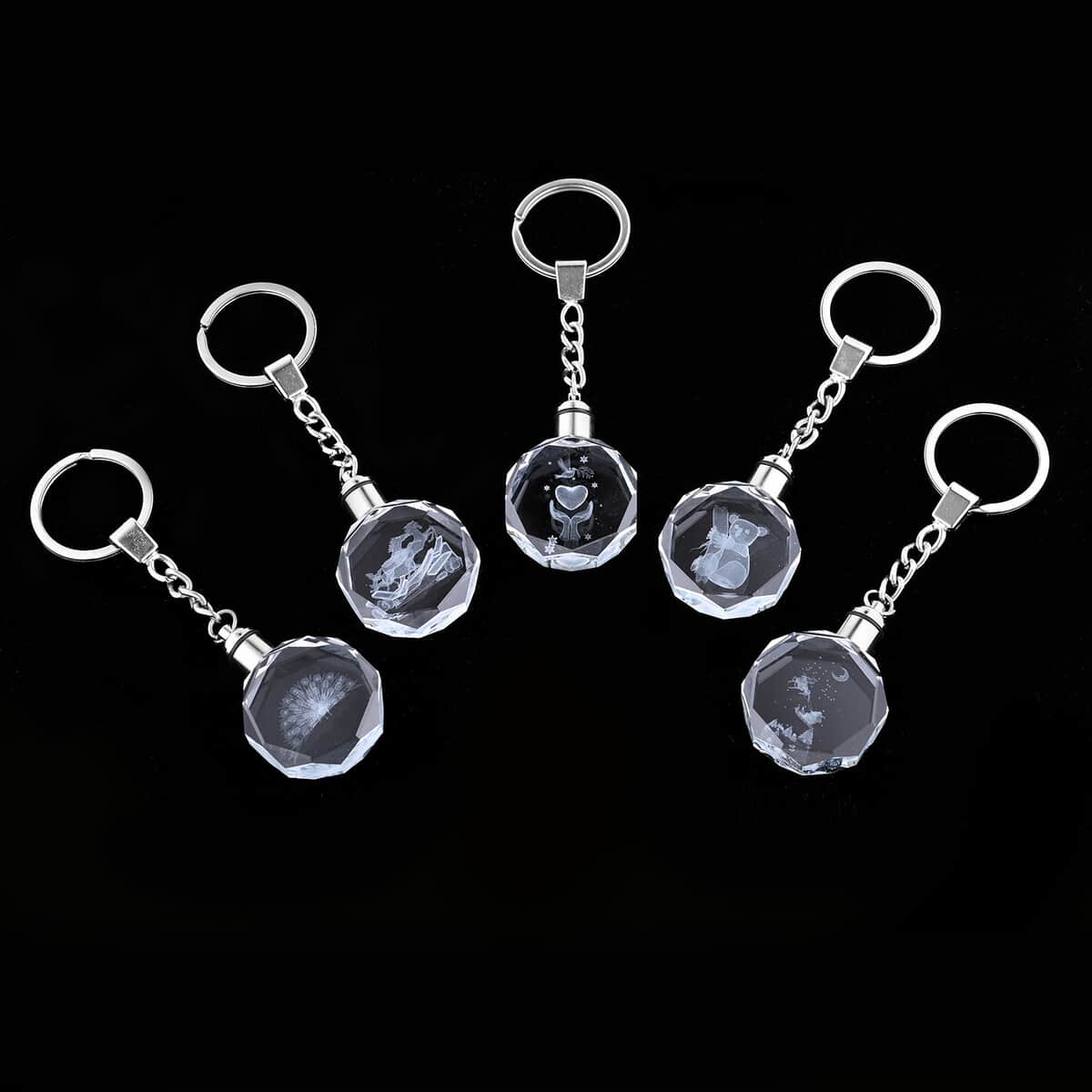 Set of 5 Crystal LED Keychains (3xAG1 Battery included) image number 0
