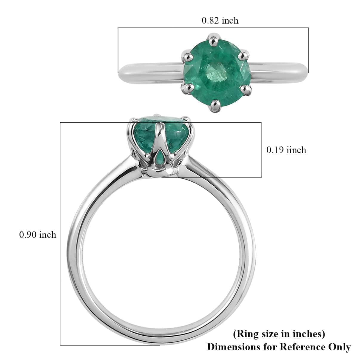 Rhapsody 950 Platinum AAAA Kagem Zambian Emerald Solitaire Ring (Size 10.0) 4.90 Grams 1.00 ctw image number 5