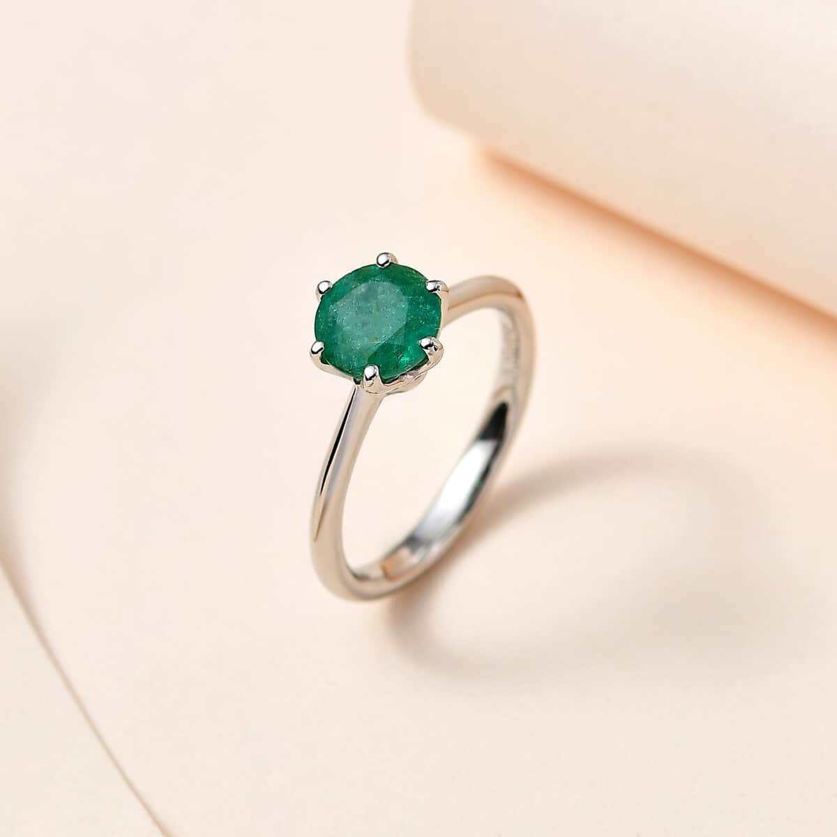 Rhapsody AAAA Kagem Zambian Emerald 1.25 ctw Solitaire Ring in 950 Platinum (Size 6.0) 4.25 Grams image number 1