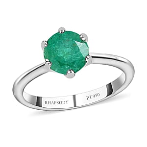 Rhapsody AAAA Kagem Zambian Emerald 1.25 ctw Solitaire Ring in 950 Platinum (Size 7.0) 4.25 Grams
