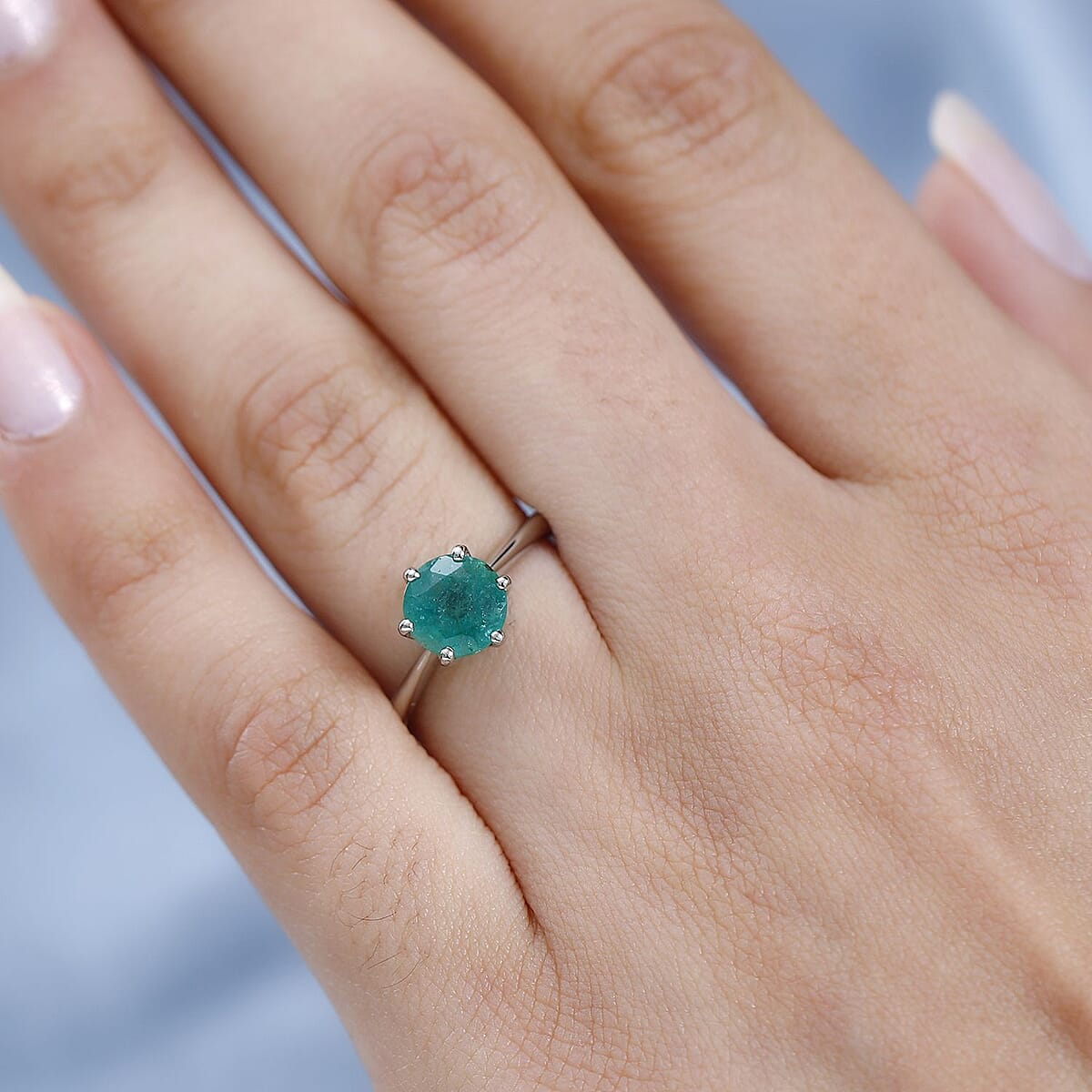 Rhapsody AAAA Kagem Zambian Emerald 1.25 ctw Solitaire Ring in 950 Platinum (Size 8.0) 4.25 Grams image number 2