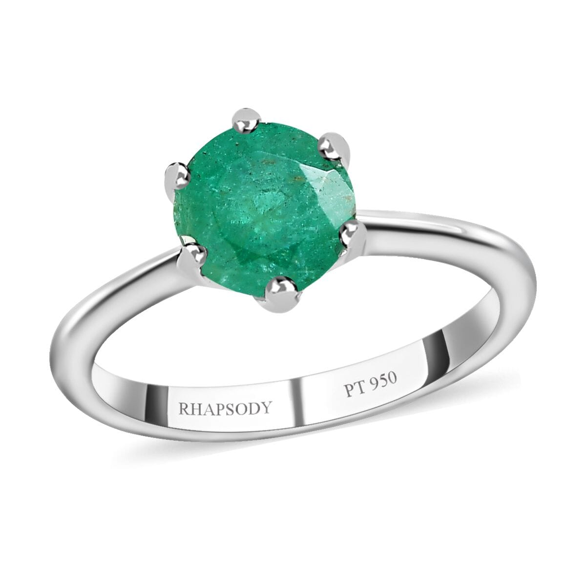 Rhapsody AAAA Kagem Zambian Emerald 1.25 ctw Solitaire Ring in 950 Platinum (Size 9.0) 4.25 Grams image number 0