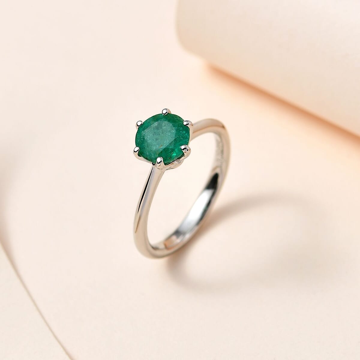 Rhapsody AAAA Kagem Zambian Emerald 1.25 ctw Solitaire Ring in 950 Platinum (Size 9.0) 4.25 Grams image number 1