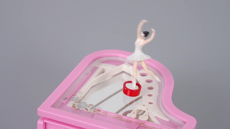 Pink Piano Shape Music Box with Ballerina (4.72x5.12x3.07)