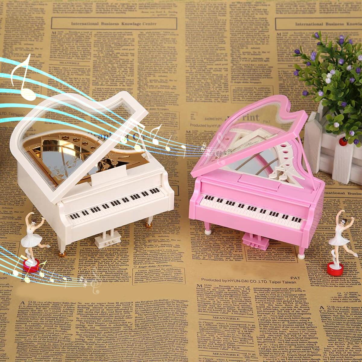 Pink Piano Shape Music Box with Ballerina (4.72x5.12x3.07) image number 1