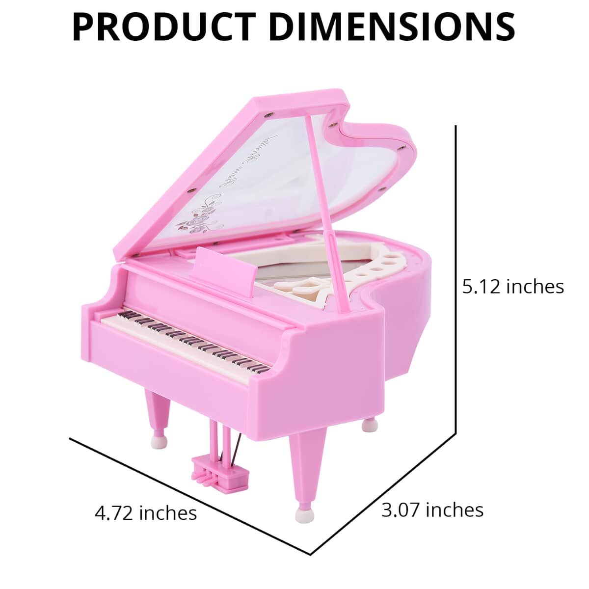 Pink Piano Shape Music Box with Ballerina (4.72x5.12x3.07) image number 3