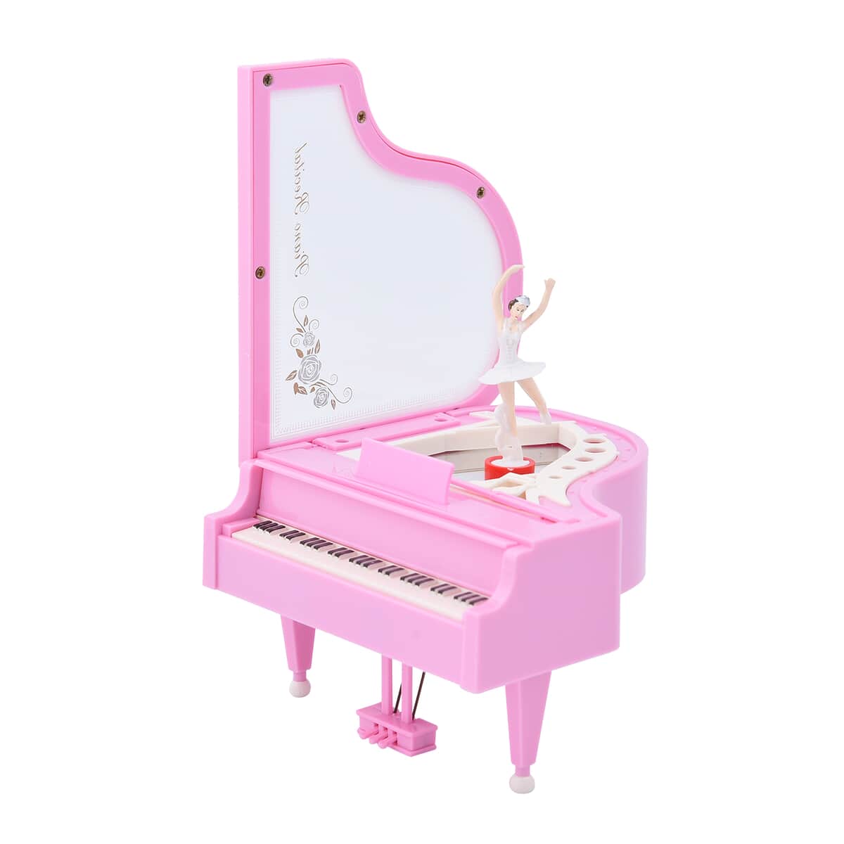 Pink Piano Shape Music Box with Ballerina (4.72x5.12x3.07) image number 6