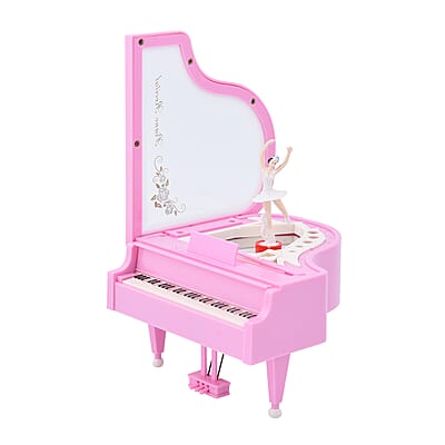 Pink Piano Shape Music Box with Ballerina