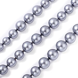 Simulated Gray Pearl Triple Row Necklace in Silvertone 20 Inches