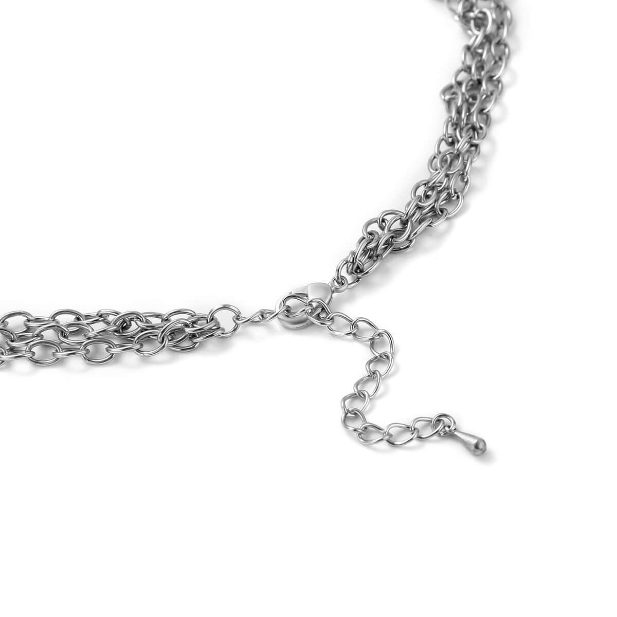 Simulated Gray Pearl Triple Row Necklace 20 Inches in Silvertone image number 3