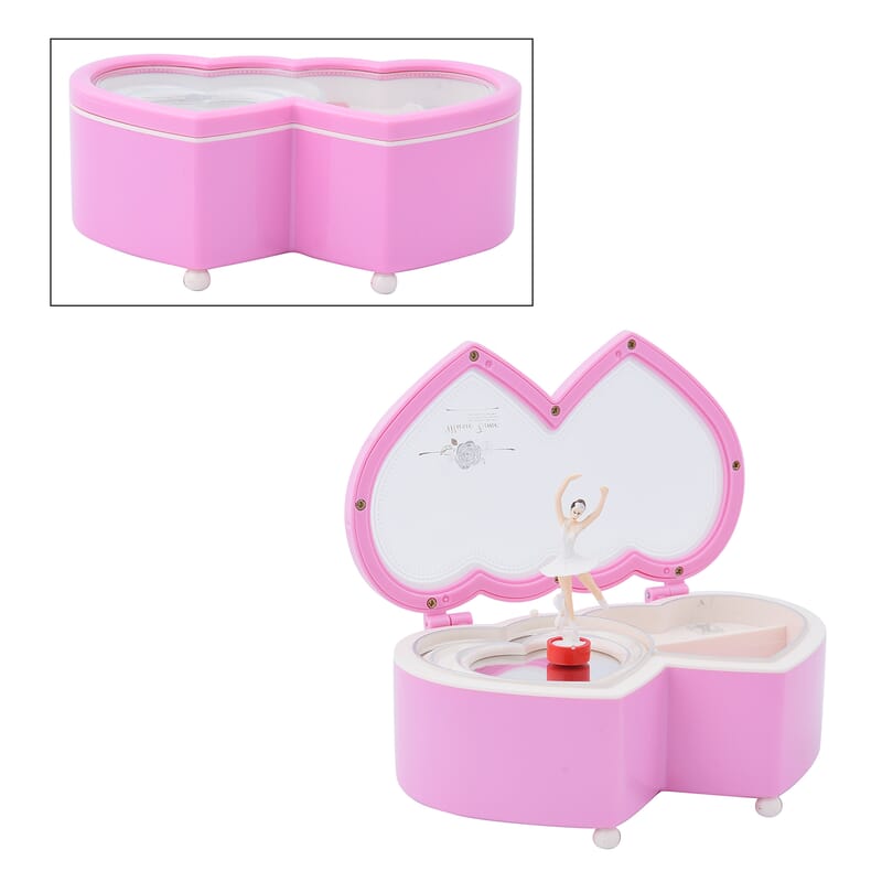 Pink Double Heart Shape Music Box