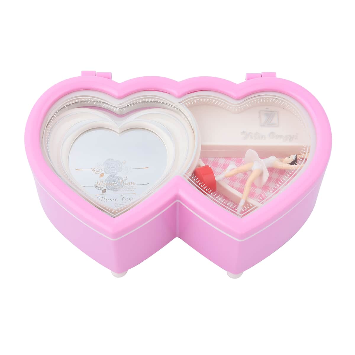 Pink Double Heart Shape Music Box (6.3"x3.94"x2.56") image number 4