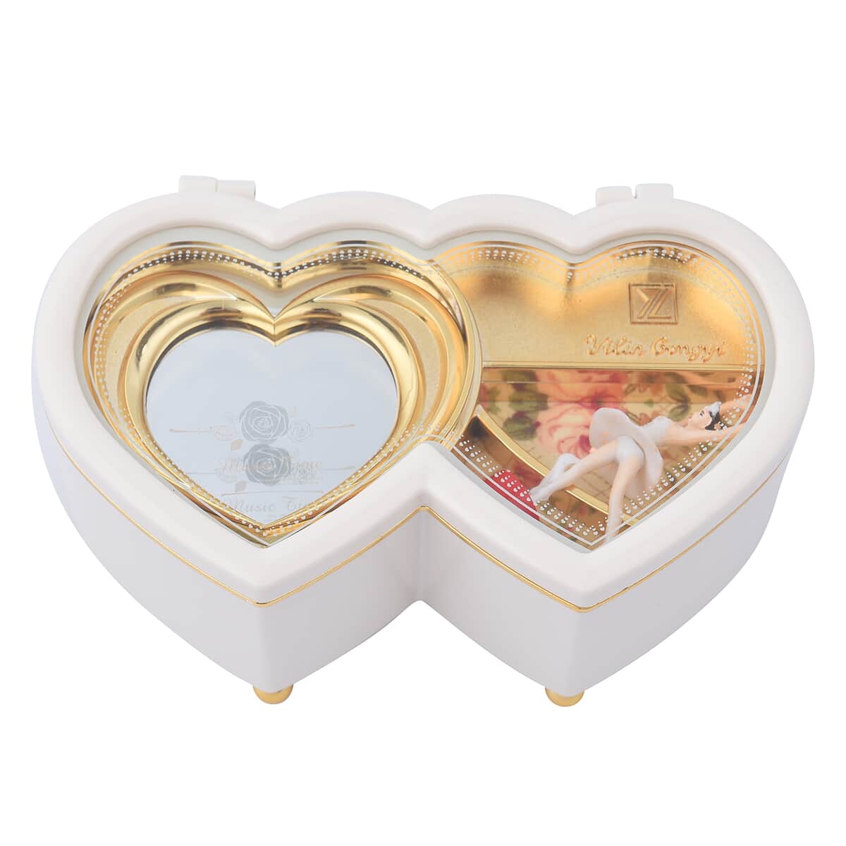 White Double Heart Shape Music Box image number 4