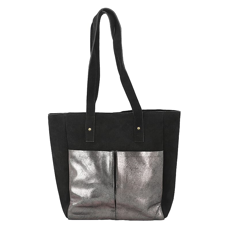 Black Genuine Leather Tote Bag
