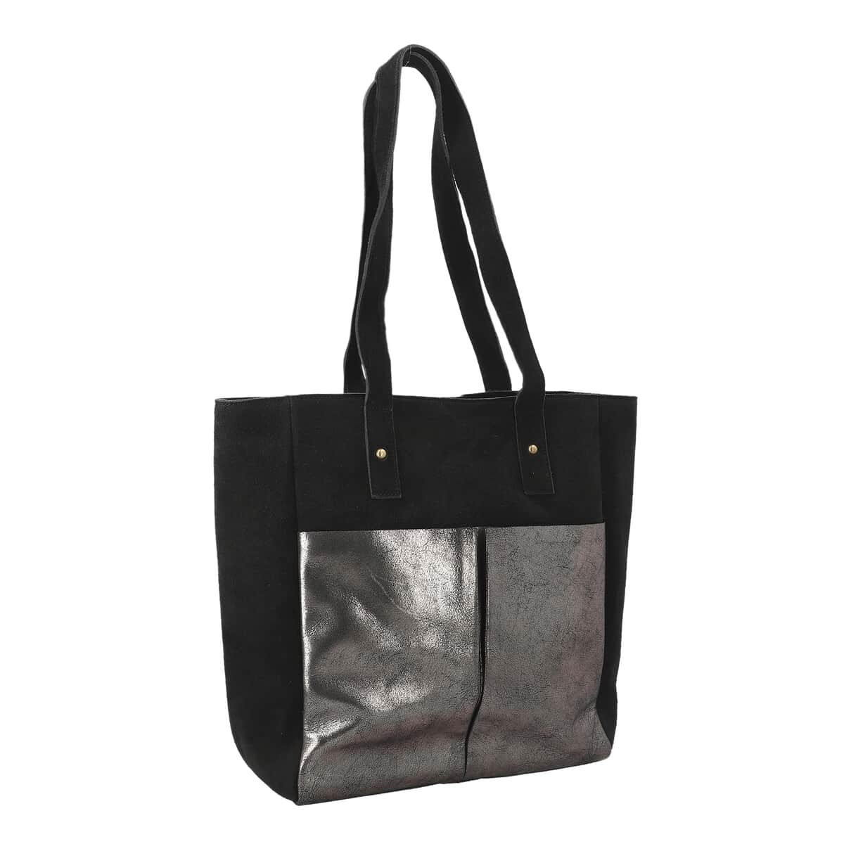 "100% Genuine Leather Tote Bag Color:Black Size: 11.5Lx13Hx4W INCH" image number 3