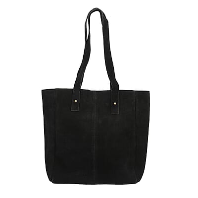 Black Genuine Leather Tote Bag