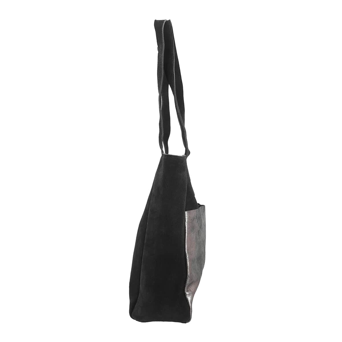 "100% Genuine Leather Tote Bag Color:Black Size: 11.5Lx13Hx4W INCH" image number 5