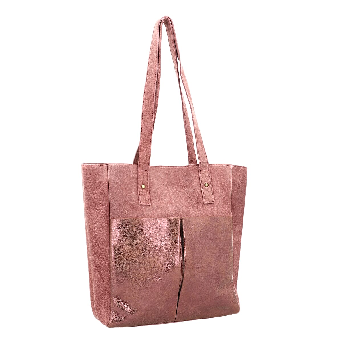 Pink Mauve Genuine Leather Tote Bag image number 3