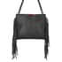 Black Genuine Leather Tassels Crossbody Bag image number 3