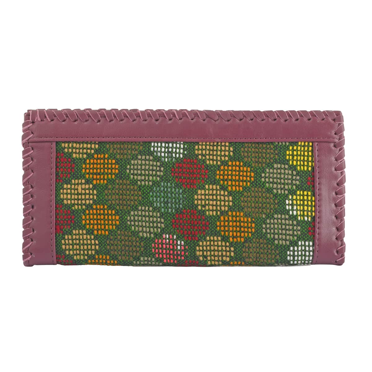 Plum Genuine Leather and Jacquard Wallet image number 4