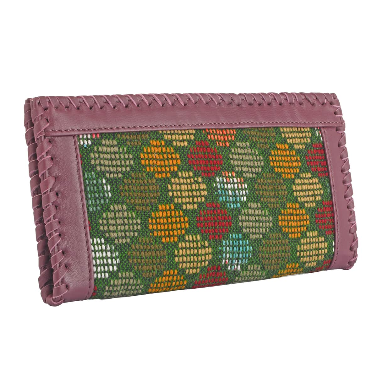 Plum Genuine Leather and Jacquard Wallet image number 5