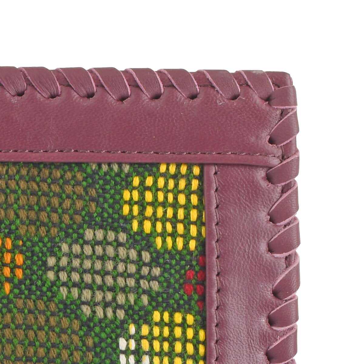 Plum Genuine Leather and Jacquard Wallet image number 6