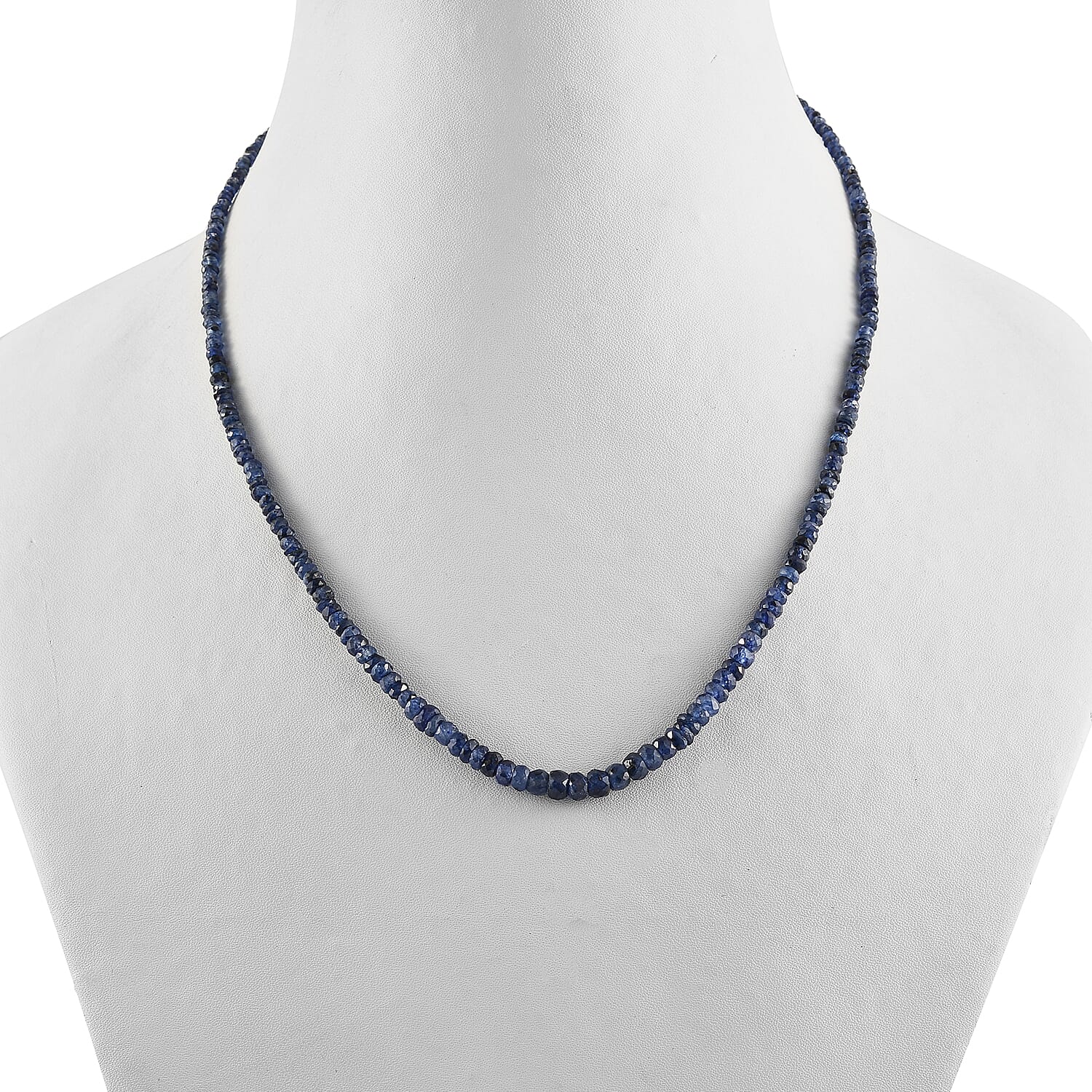 Masoala Sapphire Beaded Necklace 18 Inches in Platinum Over Sterling Silver 61.75 ctw