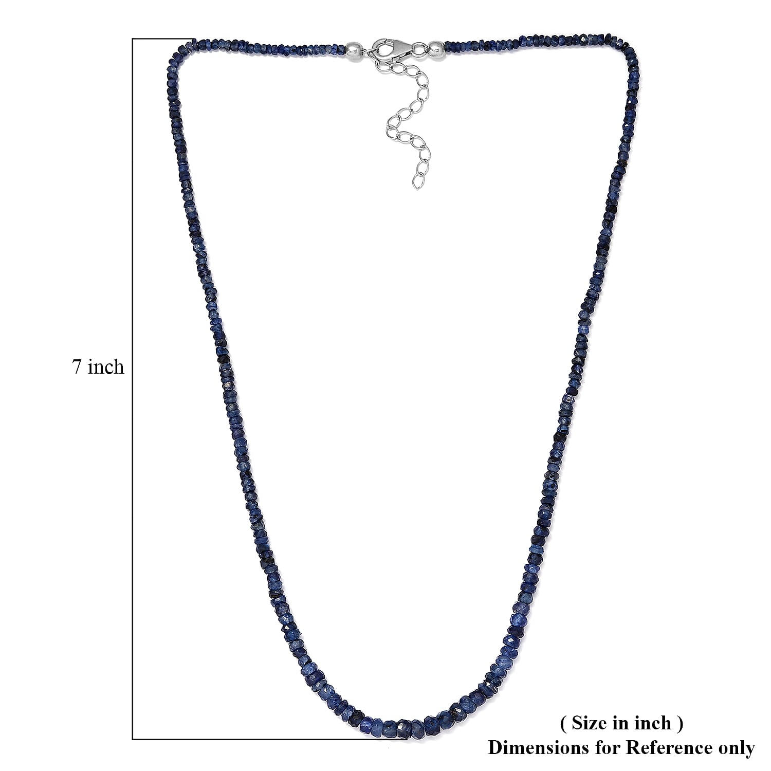 Masoala Sapphire Beaded Necklace 18 Inches in Platinum Over Sterling Silver 61.75 ctw