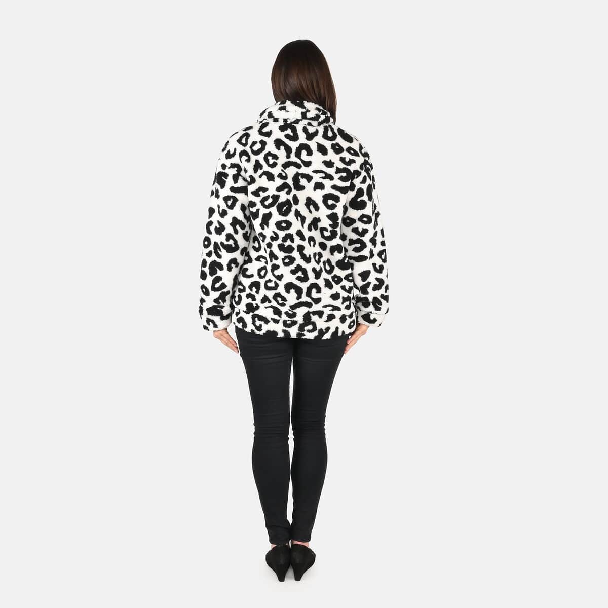 Passage Snow Leopard Print Faux Fur Coat For Women With Front Zipper - (L) image number 1